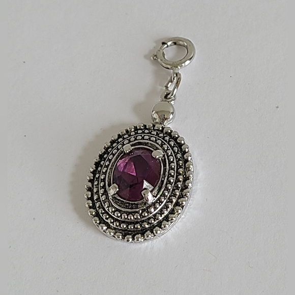 Vintage Sarah Coventry Silver Tone Ethnic Boho Purple Glass Oval Pendant Charm - Picture 2 of 16